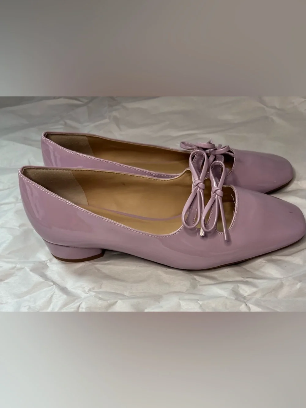 Copper Key Frolic Patent Double Bow Marry Jane Lavender Flats in Size 6.5M